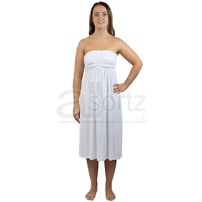 £12.99 • Buy Ladies White Beach Summer Sun Dress Size 8 10 12 14 16 18 20 22 M S Multiway