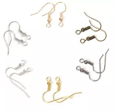 Assorted Colours Earring Findings Ear Fish Hook Steel Wires 20mm X 17mm UK K64 • £1.89