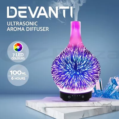 Devanti Ultrasonic Aroma Aromatherapy Diffuser 3D Light Oil Firework Humidifier • $39.95