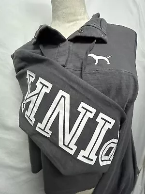 Victoria’s Secret Cropped Hoodie Large Logo M Gray Pit:25.5” L:20” Perfect Shape • $5.49