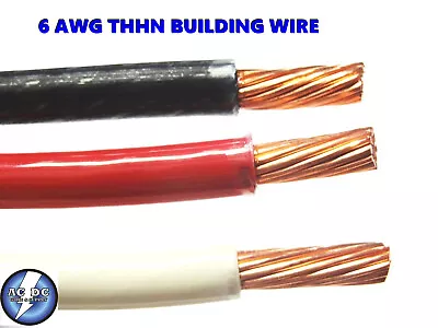 50' Ea Thhn Thwn 6 Awg Gauge Black White Red Stranded Copper  Building Wire  • $178.94