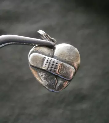 Bandaid Over Broken Heart Vintage Sterling Silver Bracelet Charm Pendant 3.6g • $18.50