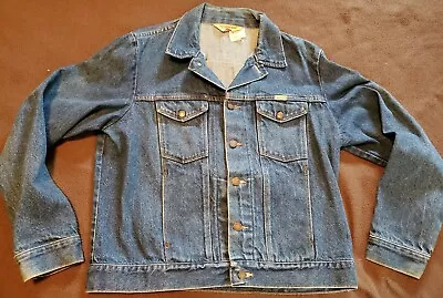 Vintage Womens Rustler Trucker Biker Denim Blue Jean Jacket USA Sz Large 79300PW • $17.99