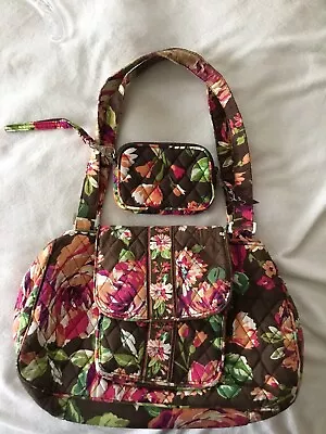 Vera Bradley Quilted Satchel Purse And Wristlet Change Purse In English Rose Pat • $13.50