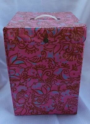 Vtg 1960s Mid Mod Wig Storage Box Pink Flower Design Vinyl Carry Case Retro • $24.99