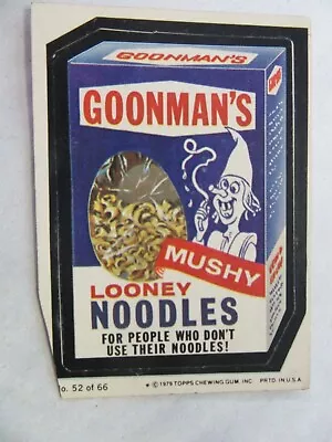 Topps Wacky Card: GOONMAN'S LOONEY NOODLES 1979 #52 1st Series • $9.99