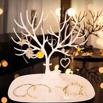 £6.69 • Buy Jewelry Display Deer Tree Stand Rack Earring Necklace Ring Holder Tray Decor UK