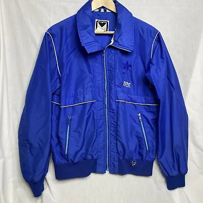 Obermeyer Jacket Mens Medium Blue Miller Lite Star Embroidered Vintage *flaw* • $23.50