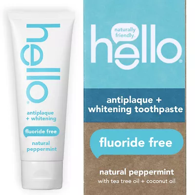 New Hello Antiplaque + Whitening Fluoride Free Toothpaste - 4.7 Oz • $7.98