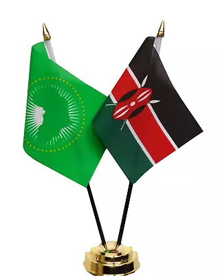 Kenya & African Union Double Friendship Table Flag Set • £9