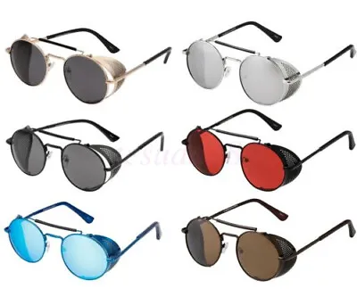 $17.59 • Buy Polarised Steampunk Sunglasses Mens Design Vintage Round UV400 Sun Glasses HOT