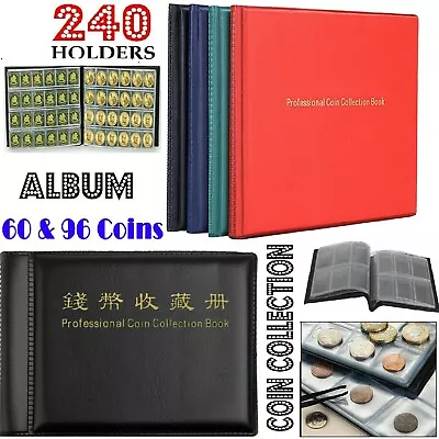 £3.89 • Buy 60/96/240 Coin Album Book Coins Folder 50P Storage Collection Holder Money Penny
