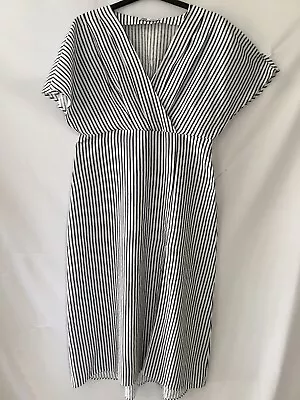 Zara Summer Beach Dress White Blue Stripe Size XL Ladies 16  • £19.99