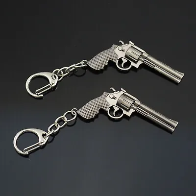 2x PCS Lot - 357 Revolver Pistol Weapon Gun Keyring Keychain Mini Key Ring Chain • $7.99