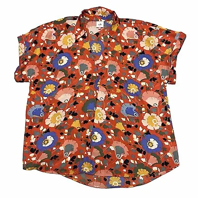 Cabi Blouse Size L Visionary Replay Top #5892 Orange Floral Shirt *Read • $24.99
