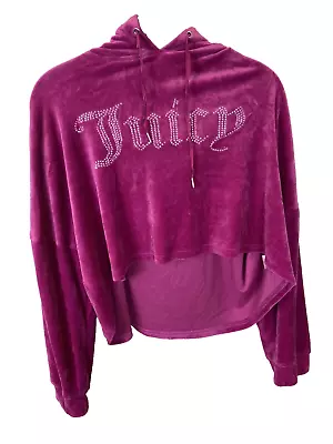 Juicy Couture Y2K Rhinestone Crop Top Soft Velour Long Sleeve XL Lightweight • $16