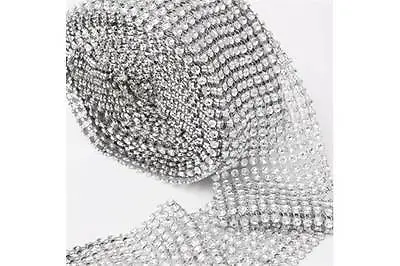 £3.95 • Buy Silver Diamante Craft Trim Ribbon Extra Wide 12 Row 100mm Mesh Cake Wrap Decor
