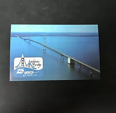 1982 Mackinac Bridge 25th Anniversary Postcard MINT- Super Rare Find • $1