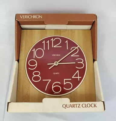 Verichron Quartz Wall Clock - USA Vintage Red Minimalistic • $99.99