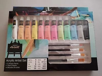 Warhammer Model 12 Acrylic Paint Set 4 Wooden Brushes & Palette Brand New Sealed • £6.99