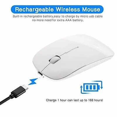$15.85 • Buy Bluetooth 4.0 Optical Wireless Slim Rechargeable Dual Mode Mouse Assistive Touch