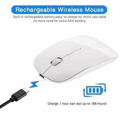 $15.85 • Buy Bluetooth 4.0 Optical Wireless Slim Rechargeable Dual Mode Mouse Assistive Touch