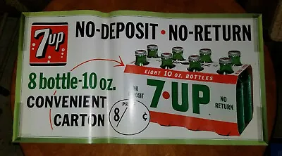 1960s 7UP Soda No Returns Paper Window Banner SIGN Original Advertising  21 X 11 • $71.20
