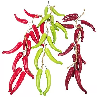 £5.99 • Buy Garland Of 12 Artificial Hanging Chillis!  Fruit Vegetables Fake 
