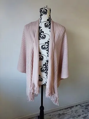M&S Womens Baby Pink Knitted Cape Poncho Scarl Cardigan One Size Workwear • $11.18