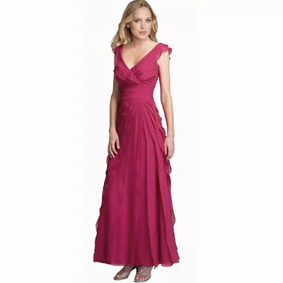 $39.95 • Buy Elegant Fashion Full Length Tiered Formal Evening Party Dress Ball Gown Hot Pink