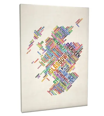 £47.99 • Buy Scotland Typography Text Map Box Canvas And Poster Print (1486)