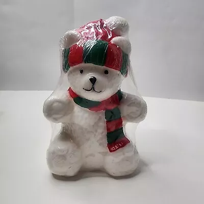 VTG Ice Bear Wax Candle Figurine Hand Painted Christmas Decoration Polar Bear • $18.88