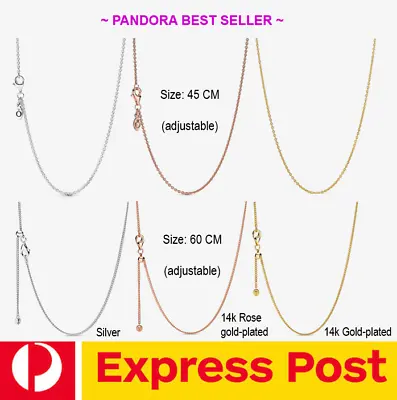 $41.50 • Buy PANDORA BEST SELLER Classic Cable Curb Chain Necklace 45CM 60CM Silver Rose Gold