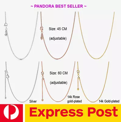 PANDORA BEST SELLER Classic Cable Curb Chain Necklace 45CM 60CM Silver Rose Gold • $36