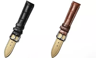 Ladies Genuine Leather Watch Band Alligator Grain 14mm Black Brown Pins & Tool • $12