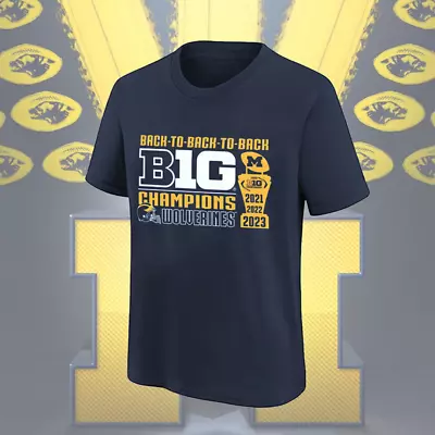 Michigan Wolverines Back-to-Back-to-Back Big Ten Conference Champions T-Shirt • $20.99