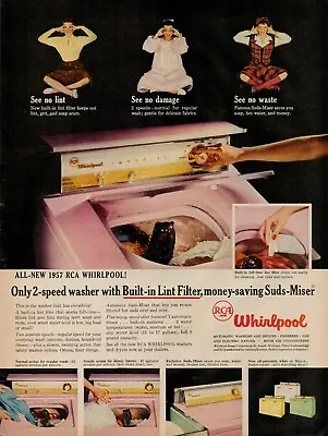 1957 Home Appliance Washing Machine Whirlpool  50s Vintage Print Ad Mid Century • $9.93