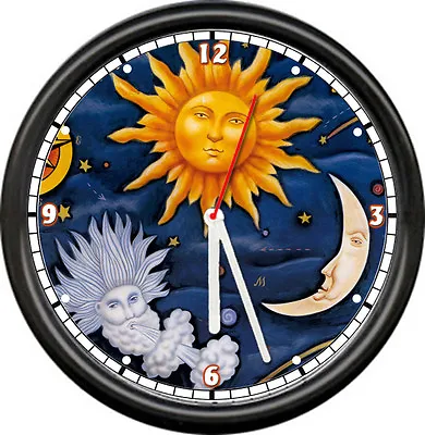 Sun Moon Wind Sky Stars Celestial Planet Night Sky World Wall Clock  • $26.95