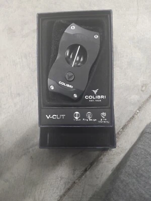 $40 • Buy Colibri V-CUT Cigar Cutter Black & Grey CU300T11 Ring Gauge Stainless Steel