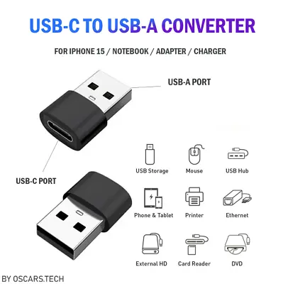 USB-C TO USB-A Adapter Converter Charging Data For IPhone 15 PRO MAX / 14/13/12 • $5.95