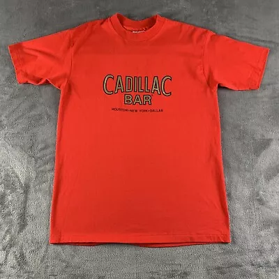 Vintage 80s T-shirt Cadillac Bar Hanes Large L Red Tee USA Made Single Stitch • $17.50