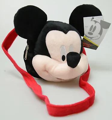 Disney Mickey Mouse Shoulder Bag Plush Purse Mickey Mouse Soft Head GIRLS GIFT • $13.45