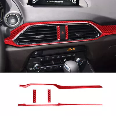 4X Red Carbon Fiber Interior Dashboard Strip Cover Trim For Mazda CX-9 2016-2022 • $31.76