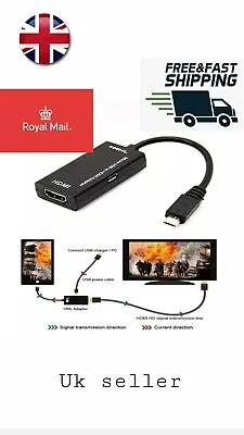 Micro USB To HDMI Cable MHL Adapter 1080P HD TV For Samsung Android Phone UK • £5.49