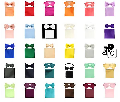 Men's Butterfly Pre-tied Bow Tie And Pocket Square Hankie Set Wedding Party Prom • $10.39