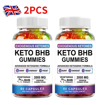 2pcs Keto BHB Gummies Fat Burn Carb Blocker Detox Weight Loss Slimming Cleansing • £14.99
