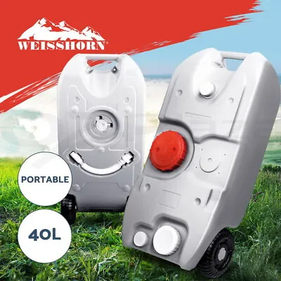 Weisshorn 40L Portable Wheel Water Tank Camping Outdoor Motorhome Container Grey • $87.95