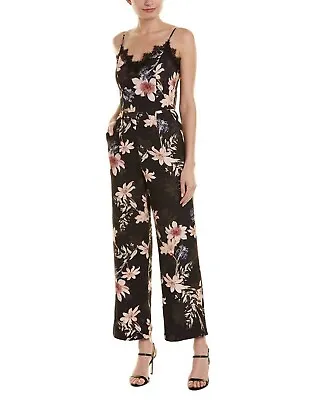 $45 • Buy Forever New Everly Lace Detail Jumpsuit One-Piece Black Floral Sleeveless Size 8