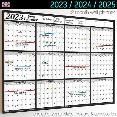 Wall Calendar ✔2023✔2024✔2025 Wall Year Planner Chart 12 Months✔Holidays✔Staff • £26.99