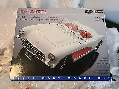 Testors Burago 1957 Corvette 1:24 Metal Body Chevrolet Chevy #166 Model Car Kit • $18.89